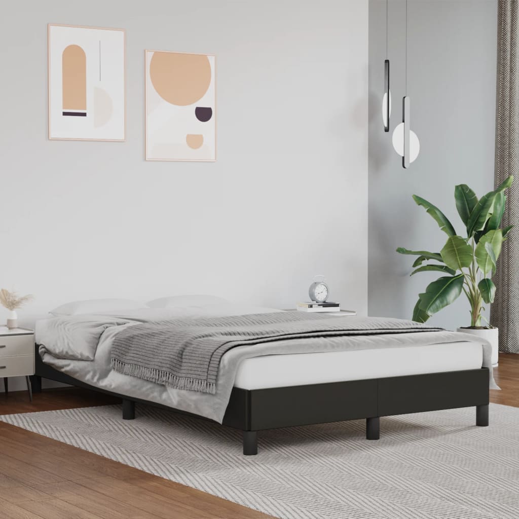 Bed Frame Without Mattress Black 120X190 Cm Small Double Faux Leather