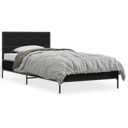 Bed Frame Black 90X200 Cm Engineered Wood And Metal