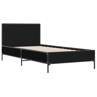 Bed Frame Black 90X200 Cm Engineered Wood And Metal