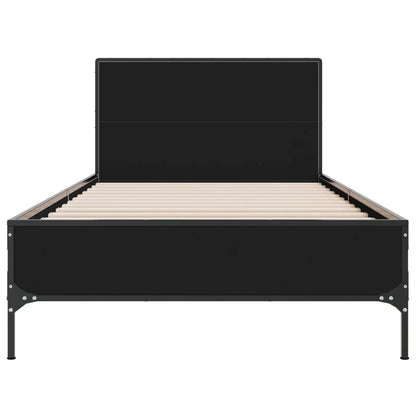 Bed Frame Black 90X200 Cm Engineered Wood And Metal