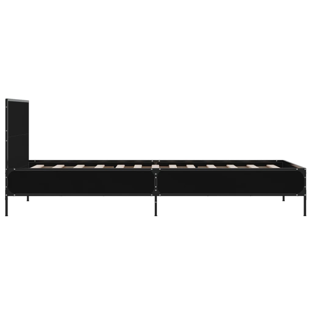 Bed Frame Black 90X200 Cm Engineered Wood And Metal