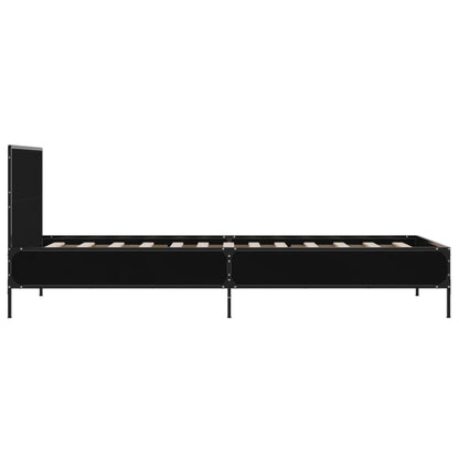 Bed Frame Black 75X190 Cm Small Single Engineered Wood And Metal