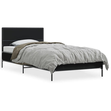 Bed Frame Black 90X190 Cm Single Engineered Wood And Metal