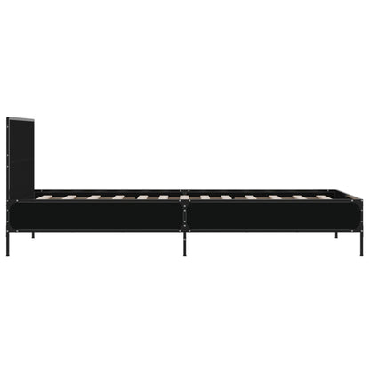 Bed Frame Black 90X190 Cm Single Engineered Wood And Metal