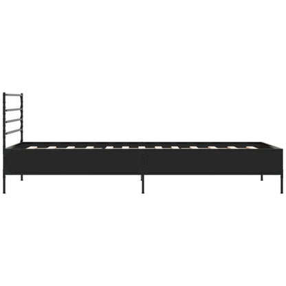 Bed Frame Black 90X200 Cm Engineered Wood And Metal