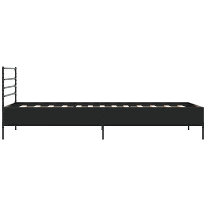 Bed Frame Black 100X200 Cm Engineered Wood And Metal