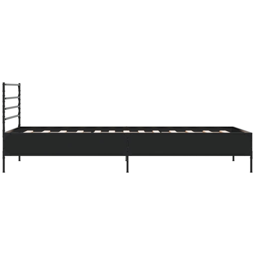 Bed Frame Black 75X190 Cm Small Single Engineered Wood And Metal