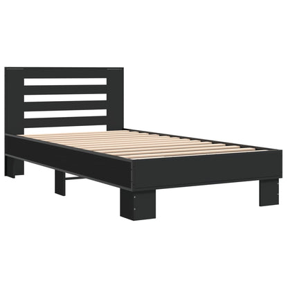 Bed Frame Black 100X200 Cm Engineered Wood And Metal