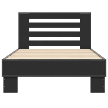 Bed Frame Black 100X200 Cm Engineered Wood And Metal