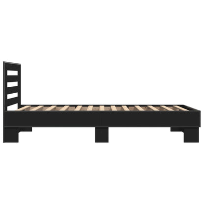 Bed Frame Black 100X200 Cm Engineered Wood And Metal