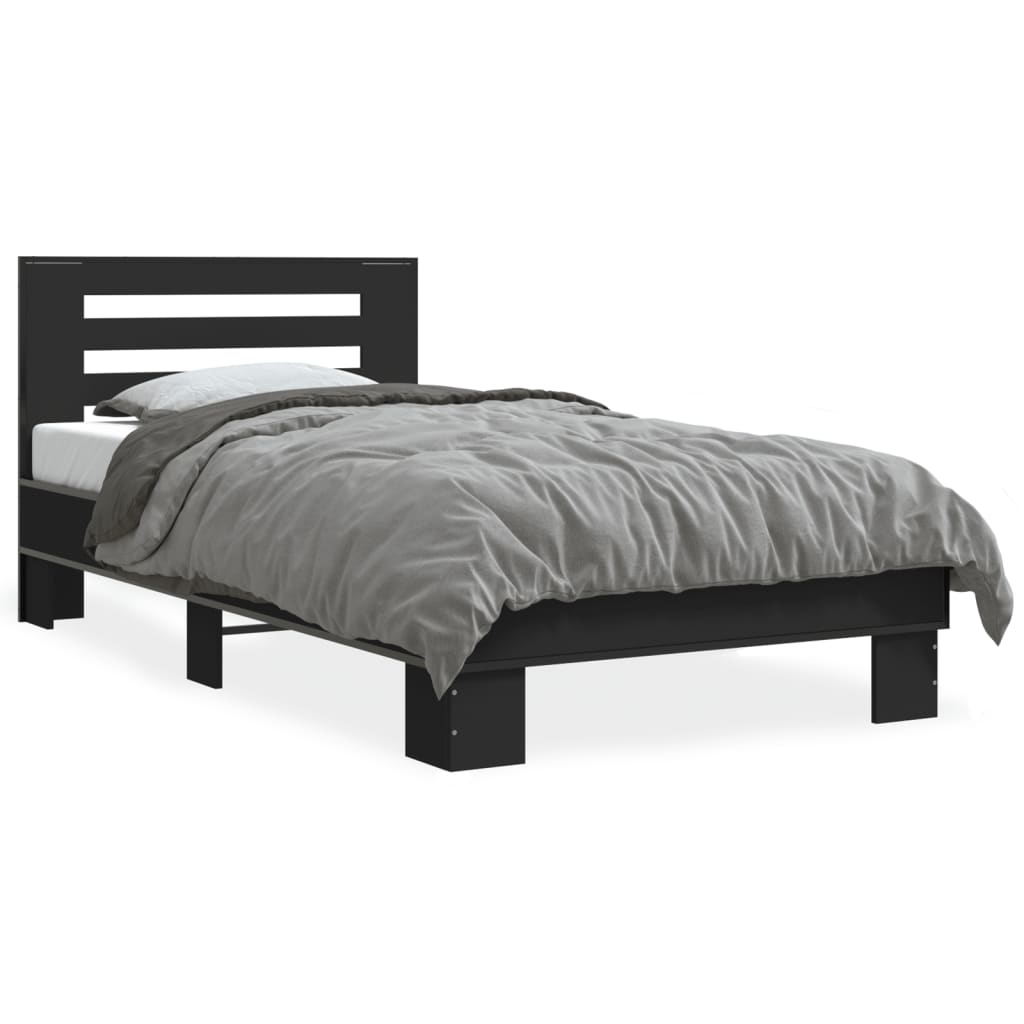 Bed Frame Without Mattress Black 75X190 Cm Small Single