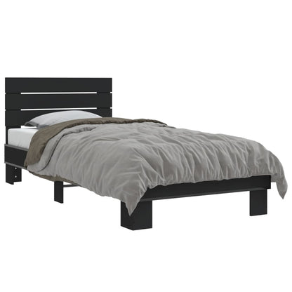 Bed Frame Black 100X200 Cm Engineered Wood And Metal