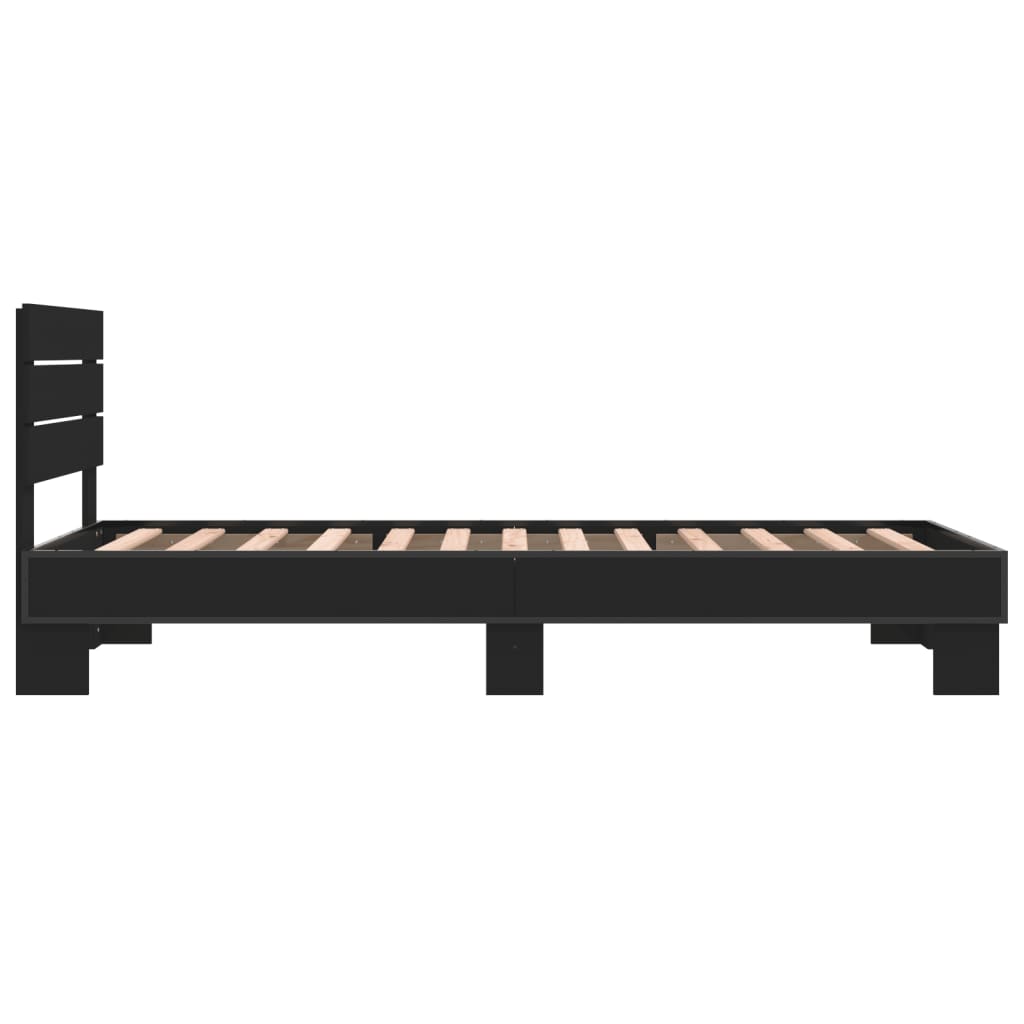 Bed Frame Black 100X200 Cm Engineered Wood And Metal