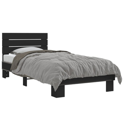 Bed Frame Black 90X200 Cm Engineered Wood And Metal