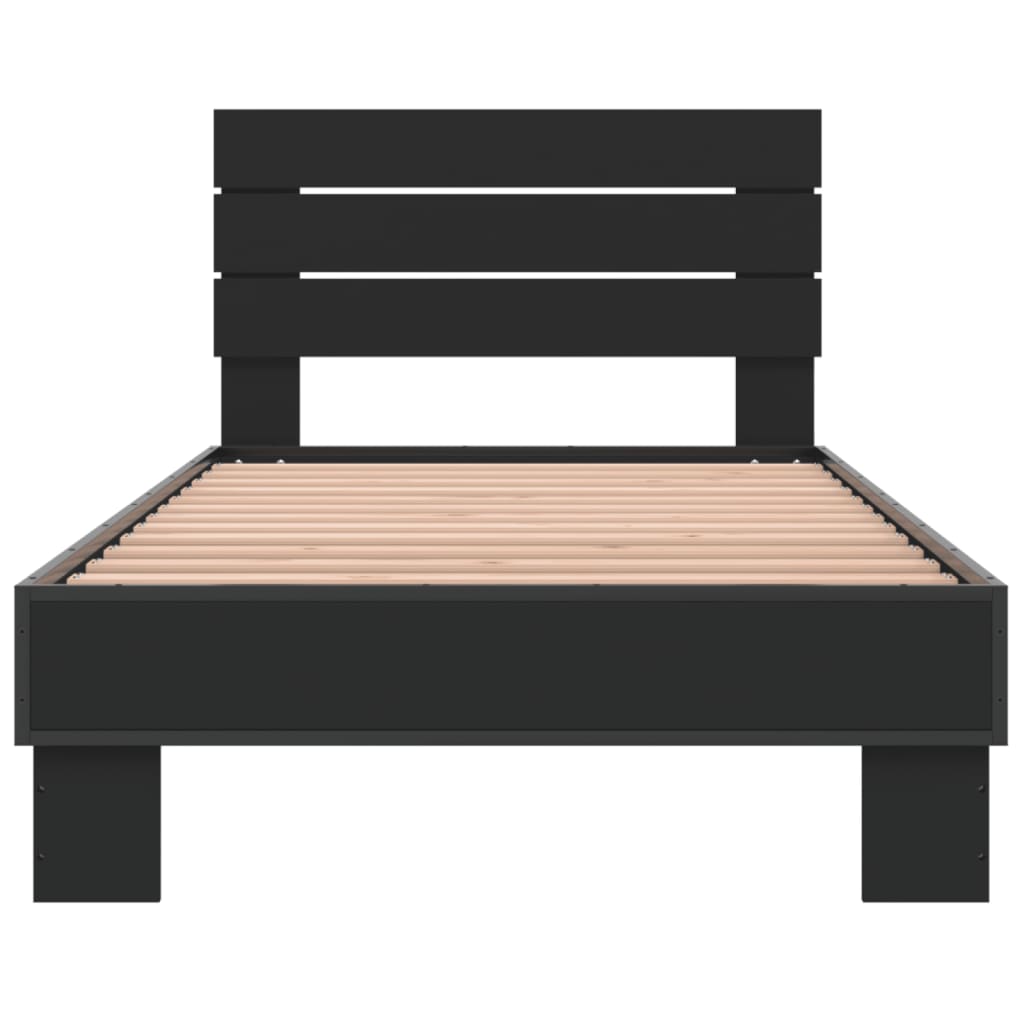 Bed Frame Black 90X200 Cm Engineered Wood And Metal