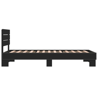 Bed Frame Black 90X200 Cm Engineered Wood And Metal