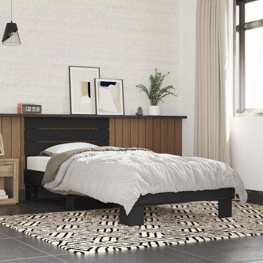 Bed Frame Black 90X200 Cm Engineered Wood And Metal