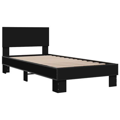 Bed Frame Black 90X200 Cm Engineered Wood And Metal