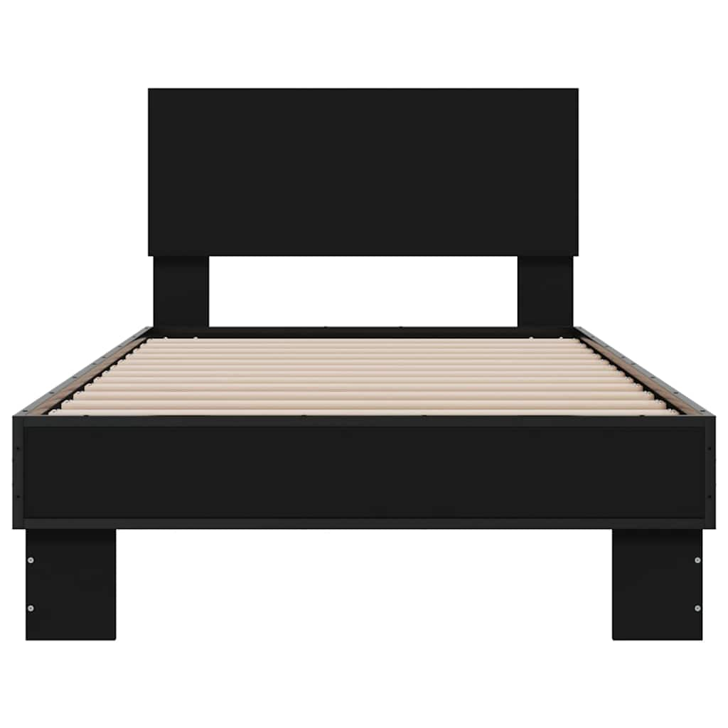 Bed Frame Black 90X200 Cm Engineered Wood And Metal