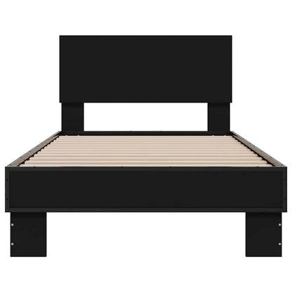 Bed Frame Black 90X200 Cm Engineered Wood And Metal