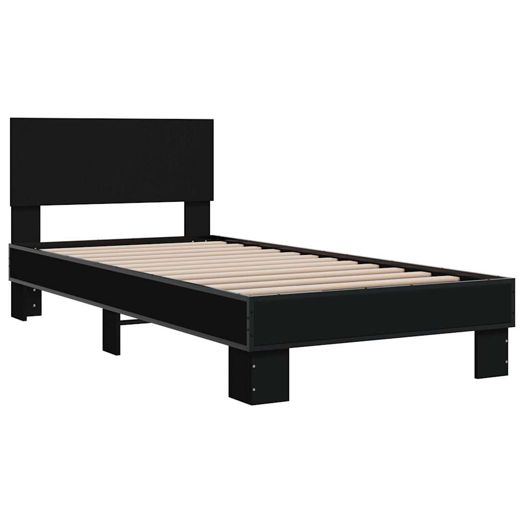 Bed Frame Without Mattress Black 75X190 Cm Small Single