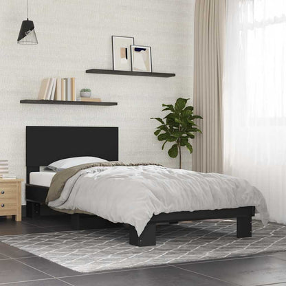 Bed Frame Black 90X190 Cm Single Engineered Wood And Metal