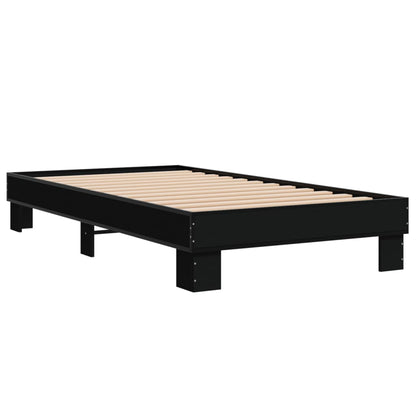 Bed Frame Black 90X200 Cm Engineered Wood And Metal