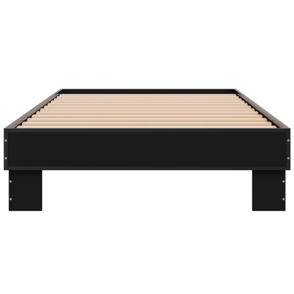 Bed Frame Black 90X200 Cm Engineered Wood And Metal