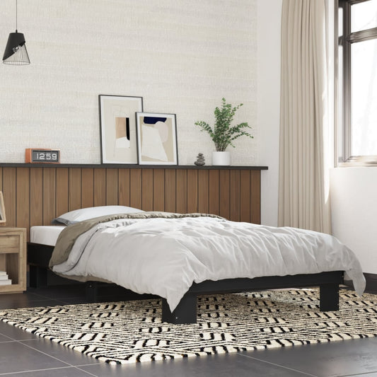 Bed Frame Black 90X200 Cm Engineered Wood And Metal