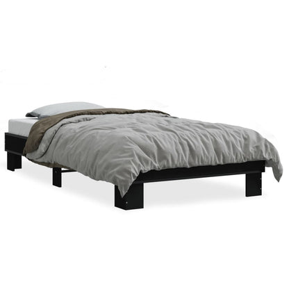 Bed Frame Black 75X190 Cm Small Single Engineered Wood And Metal