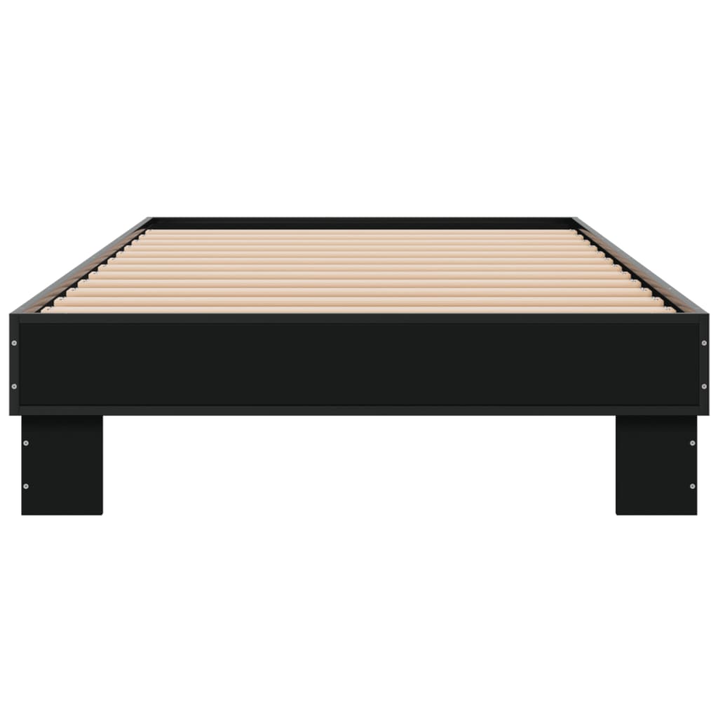 Bed Frame Black 75X190 Cm Small Single Engineered Wood And Metal