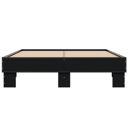 Bed Frame Black 120X190 Cm Small Double Engineered Wood And Metal