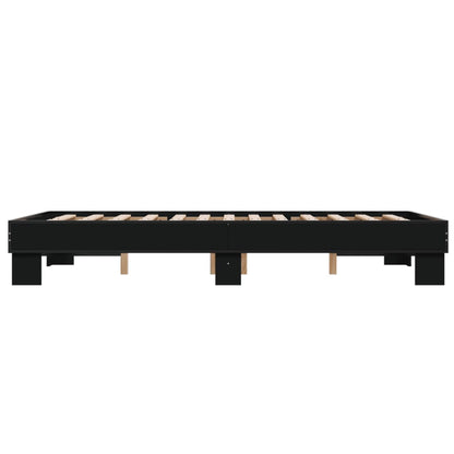 Bed Frame Black 120X190 Cm Small Double Engineered Wood And Metal