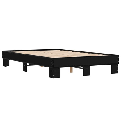 Bed Frame Black 140X190 Cm Engineered Wood And Metal