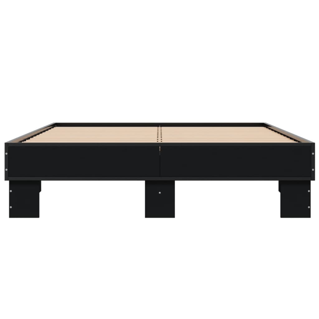 Bed Frame Black 140X190 Cm Engineered Wood And Metal