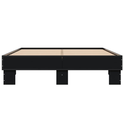 Bed Frame Black 140X190 Cm Engineered Wood And Metal