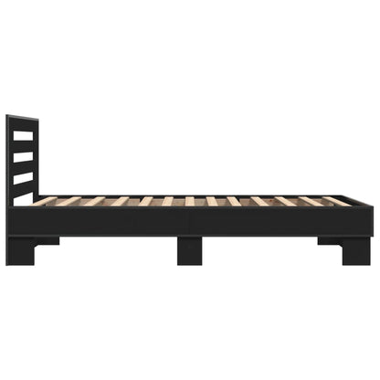 Bed Frame Black 90X190 Cm Single Engineered Wood And Metal