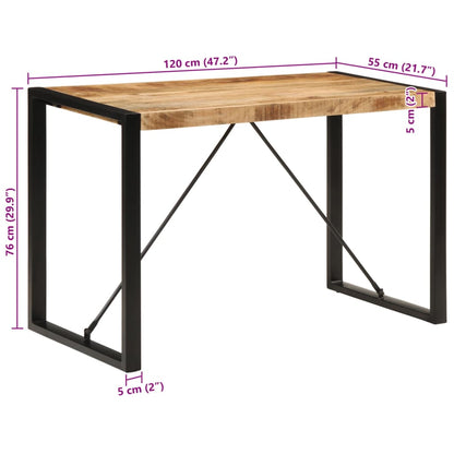 Dining Table 120X55X76 Cm Solid Rough Wood Mango