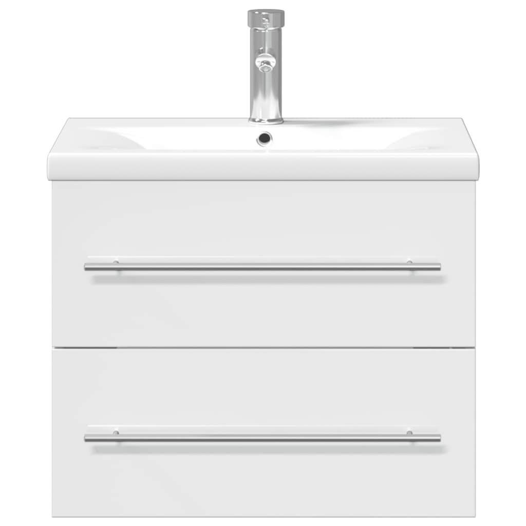 Bathroom Sink Cabinet With Built-In Basin High Gloss White