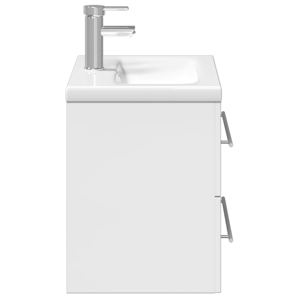 Bathroom Sink Cabinet With Built-In Basin High Gloss White