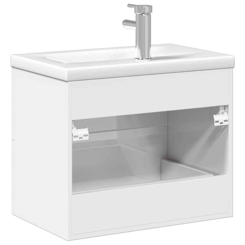 Bathroom Sink Cabinet With Built-In Basin High Gloss White