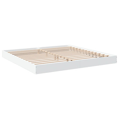 Bed Frame White 180X200 Cm Super King Engineered Wood