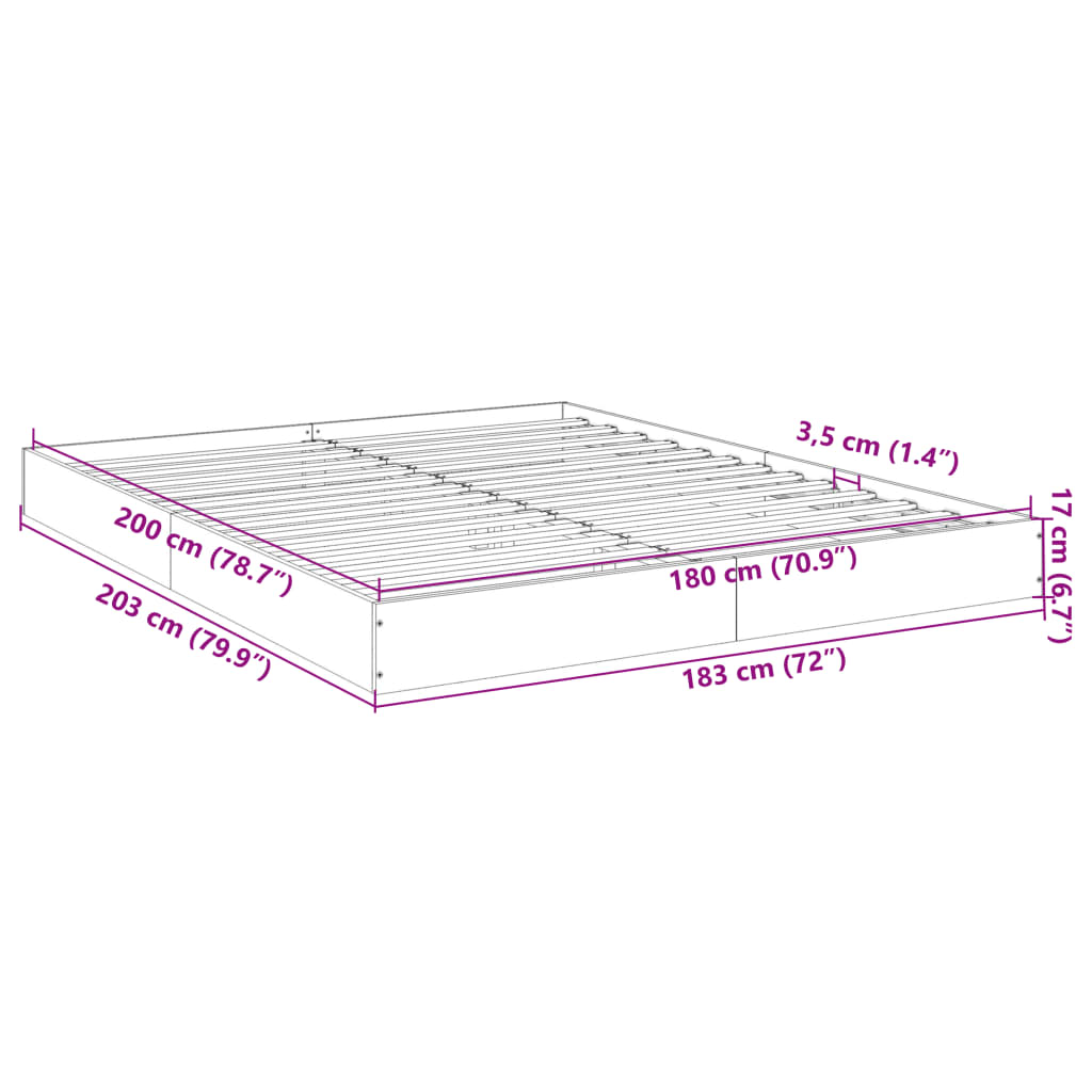 Bed Frame White 180X200 Cm Super King Engineered Wood