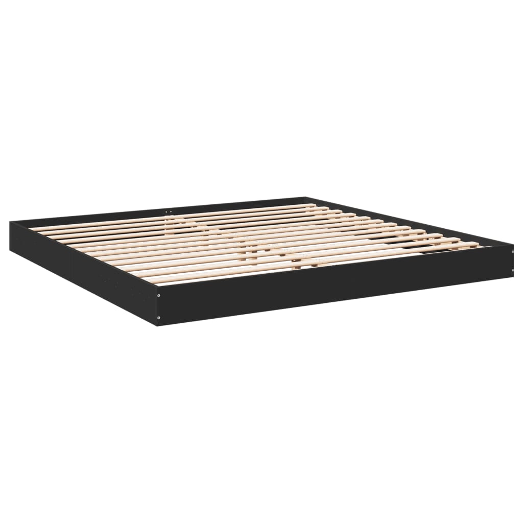 Bed Frame Black 180X200 Cm Super King Engineered Wood