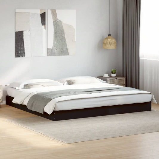 Bed Frame Black 180X200 Cm Super King Engineered Wood