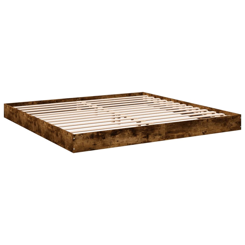 Bed Frame Smoked Oak 180X200 Cm Super King Engineered Wood