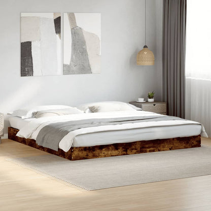 Bed Frame Smoked Oak 180X200 Cm Super King Engineered Wood