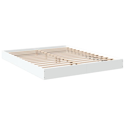 Bed Frame White 150X200 Cm King Size Engineered Wood