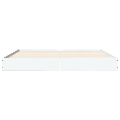 Bed Frame White 150X200 Cm King Size Engineered Wood