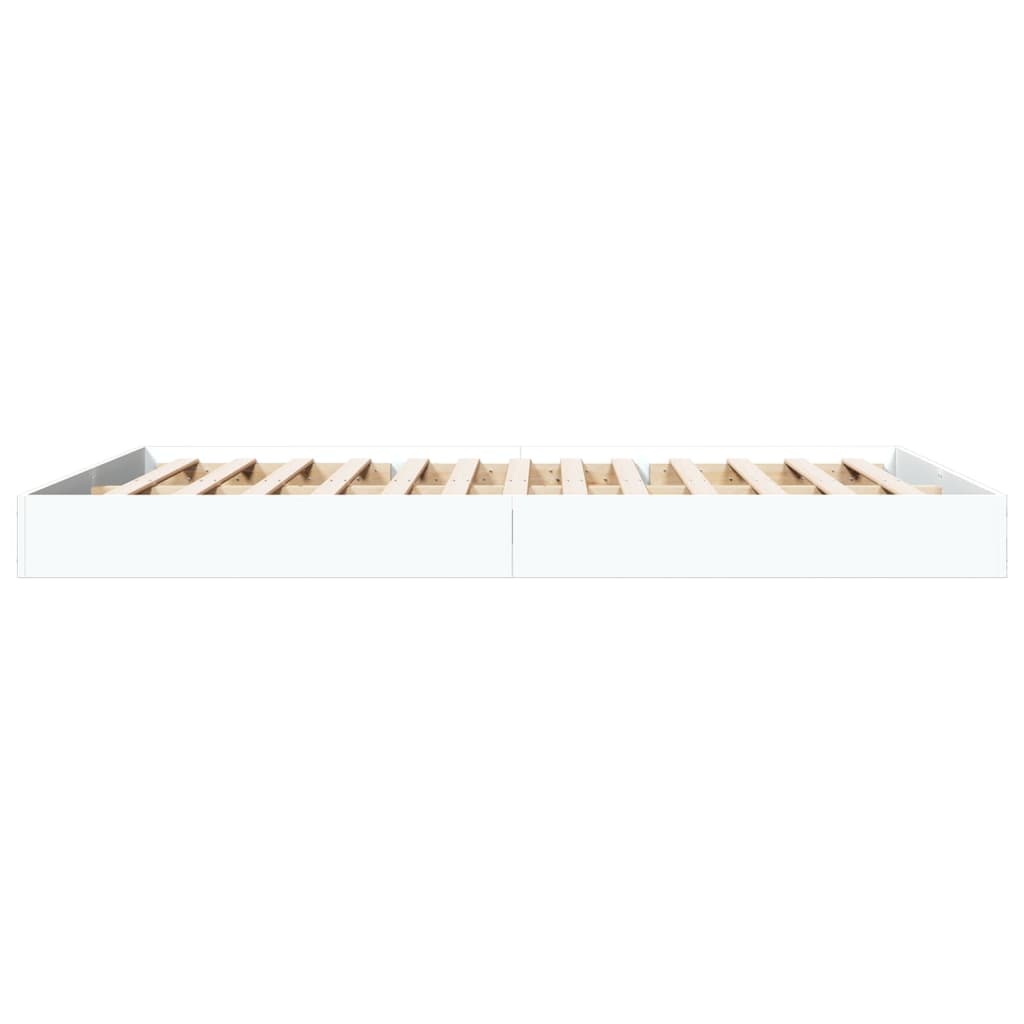 Bed Frame White 150X200 Cm King Size Engineered Wood